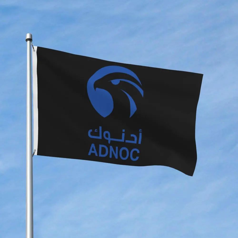 Новый двухсторонний баннер ADNOC флаг для сада декоративный яркий 3x5 футов (90x150 см)