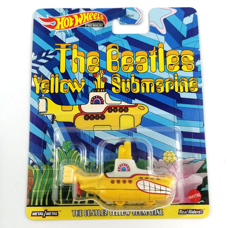 Фото Коллекционная модель Hot Wheels 2023 года, масштаб 1:64, «Жёлтая подводная лодка» The Beatles, HW Screen Time, литая машинка-игрушка для мальчика, подарок №1