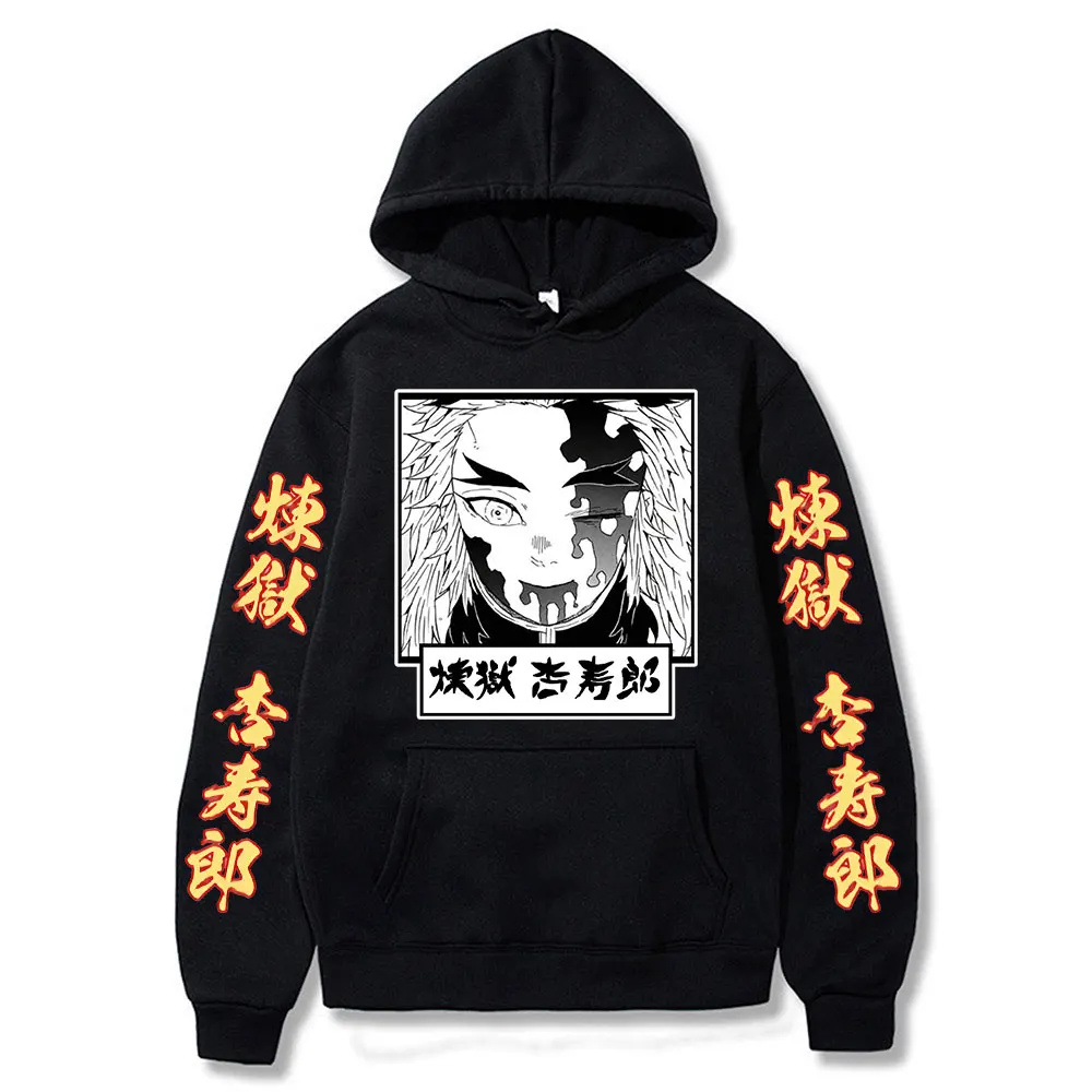 

Cosplay Anime Demon Slayer Kimetsu No Yaiba Hoodie Rengoku Kyoujurou Flame Hashira Streetwear Hooded Sweatshirt Oversize Pullovr