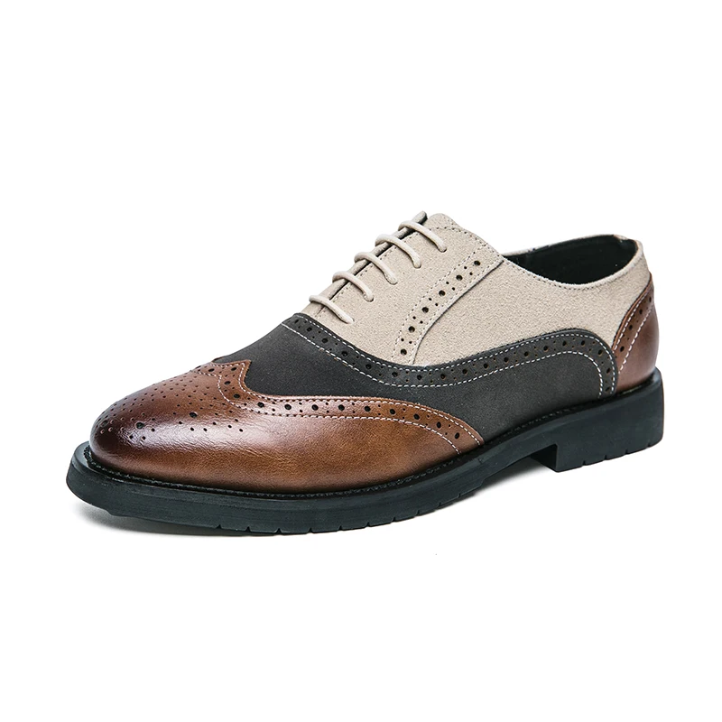 

Men Dress Shoes Luxury Leather 2023 Designer Italian Style Classic Brogues Wedding Social Shoes For Male Lace Up Flats Footwear