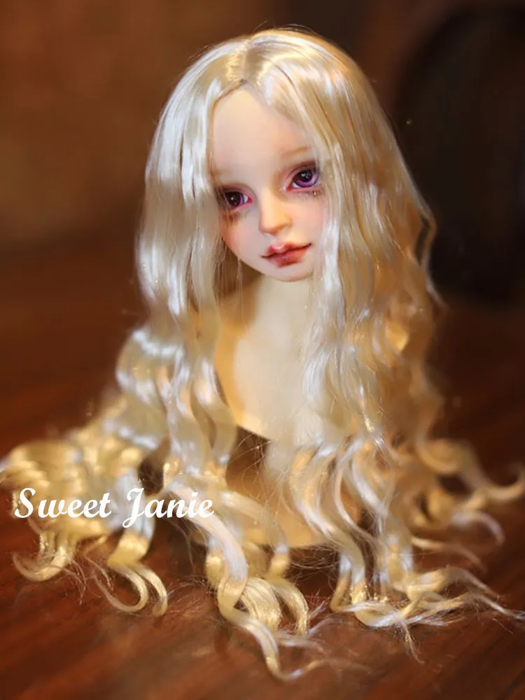 

BJD Wigs Mohair Wavy Curly Long Hair for 1/3 1/4 1/6 BJD SD MSD YOSD Gold Wigs Doll Accessories Girls DIY Toys