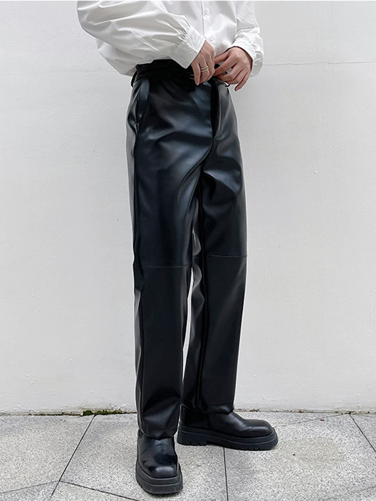 Светильник Роскошные повседневные мужские прямые брюки IEFB из искусственной кожи