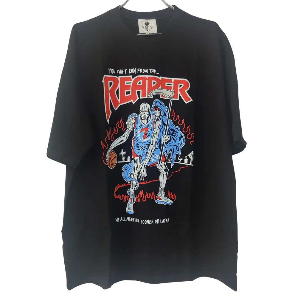 

Waren Oversized T-shirt Lotas Kevin Durant Hell Print Hip Hop Vintage Streetwear Loose Cotton Women and Men's Clothes