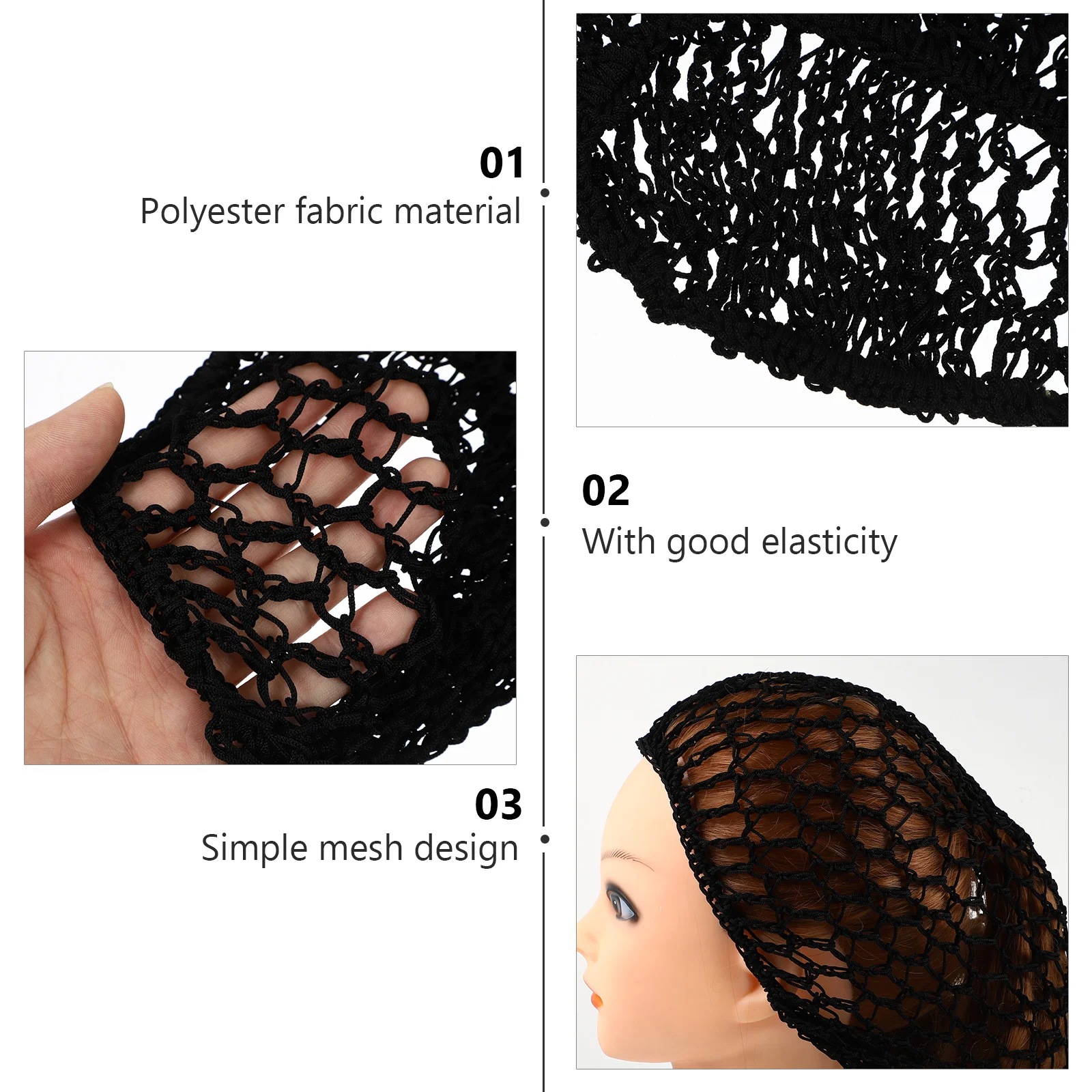Дышащая шапочка для волос 3 шт. женские аксессуары девочек ювелирная сетка черная