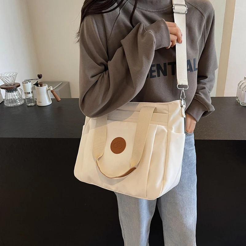 Холщовая Сумка-тоут для женщин повседневная Сумочка на плечо нейлоновая сумка