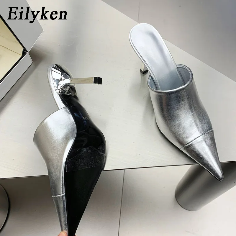 

Eilyken/модные брендовые женские туфли-лодочки; Пикантные туфли-лодочки на тонком высоком каблуке с острым носком; Босоножки без застежки; Модельные туфли без задника; Дизайнерская женская обувь