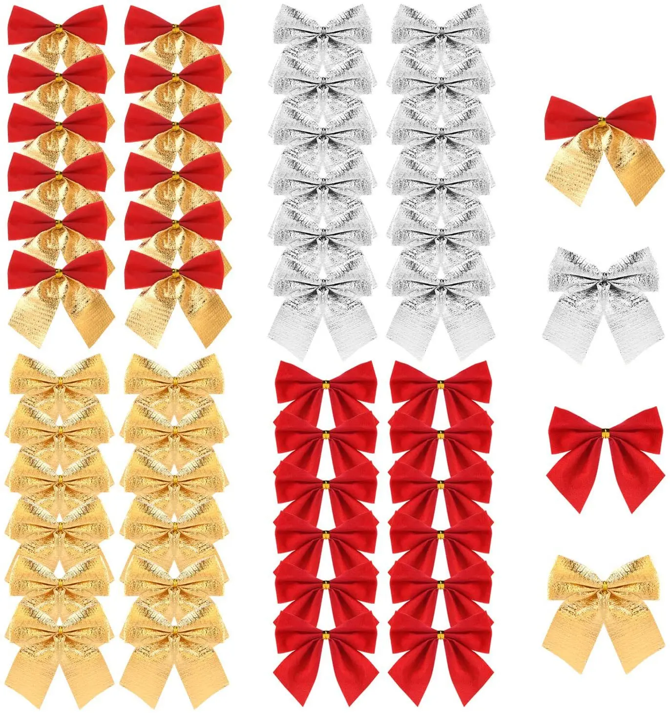 

24 шт., декоративные банты для новогодней ёлки