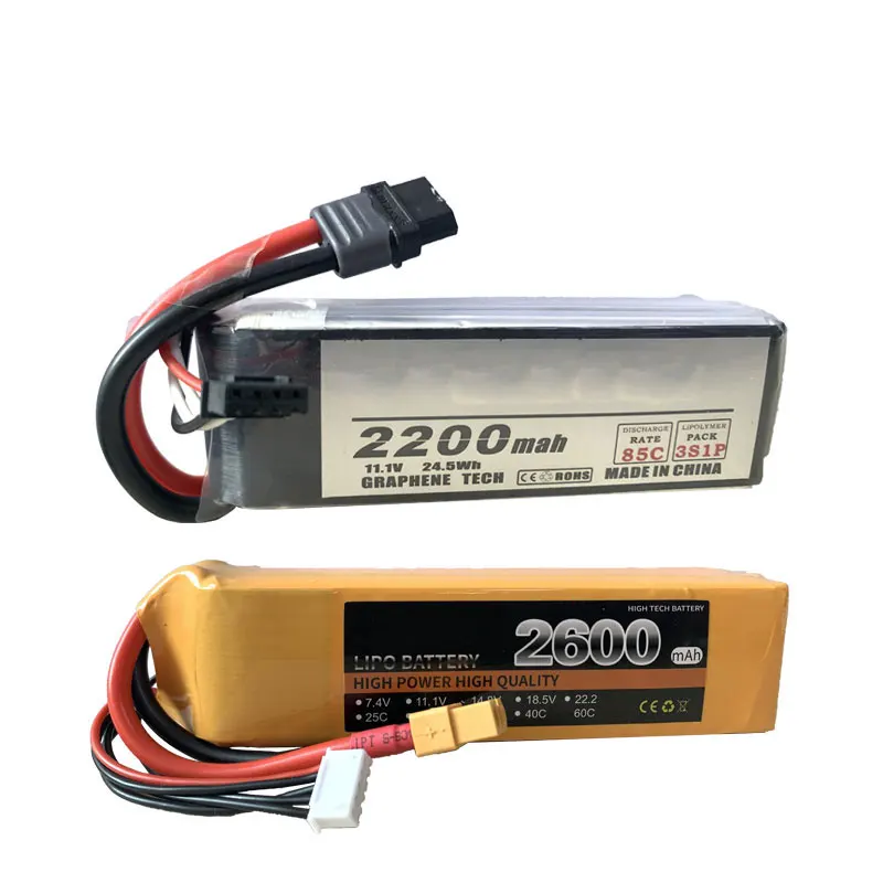 

11.1V 14.8V RC LiPo Battery 3S 4S 2200mAh 2600mAh Lithium Battery 60C 85C For RC Airplane Drone Helicopter Quadroto