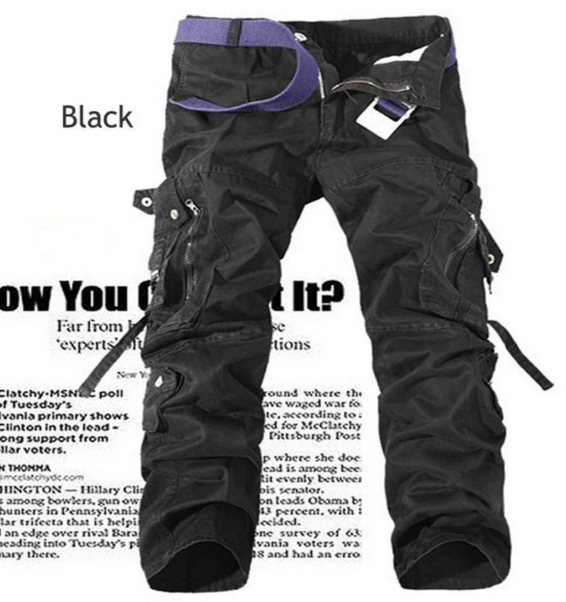 HOT 2022 New Solid Color Cotton Canvas Casual Pants Wearing Cargo Multi-pocket Straight Military Loose Tooling Trousers