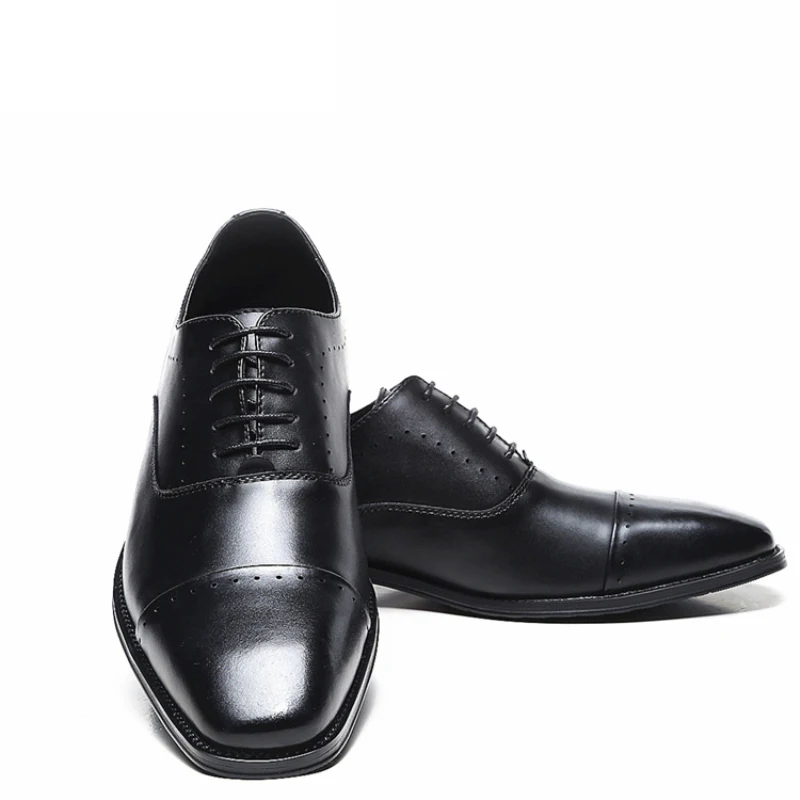 

Square Toe Men Dress Shoes Japanese Style Men's Business Formal Shoes Three Joint Fashion Man Wedding Office Shoes
