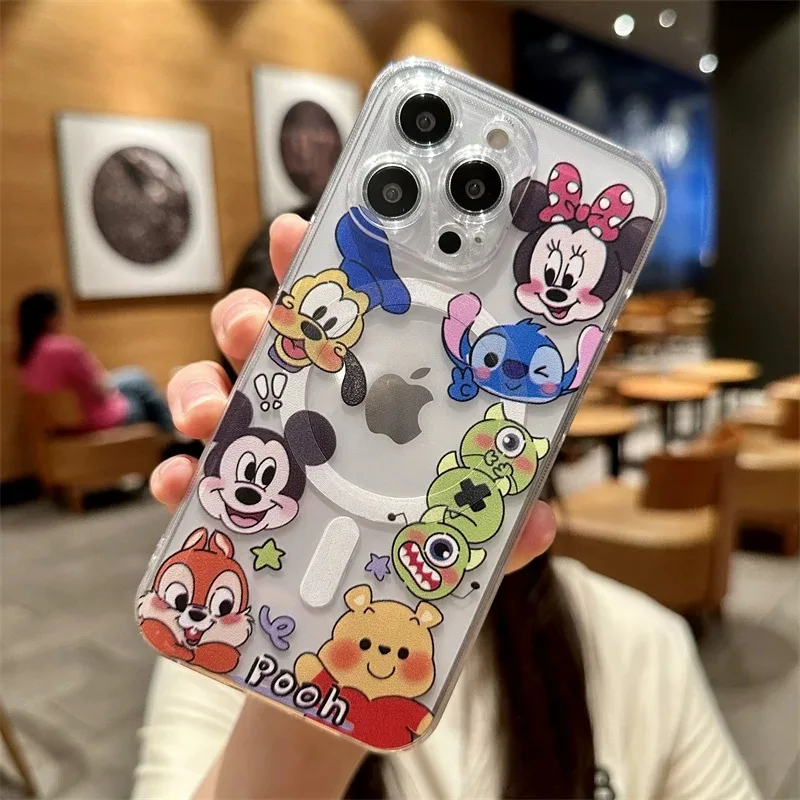 Lovely Disneies Mickey Minnie Magsafe Magnetic Phone Case for Samsung Galaxy S24 S23 S22 S21 S20 FE Plus Ultra 5G Soft Tpu Cover