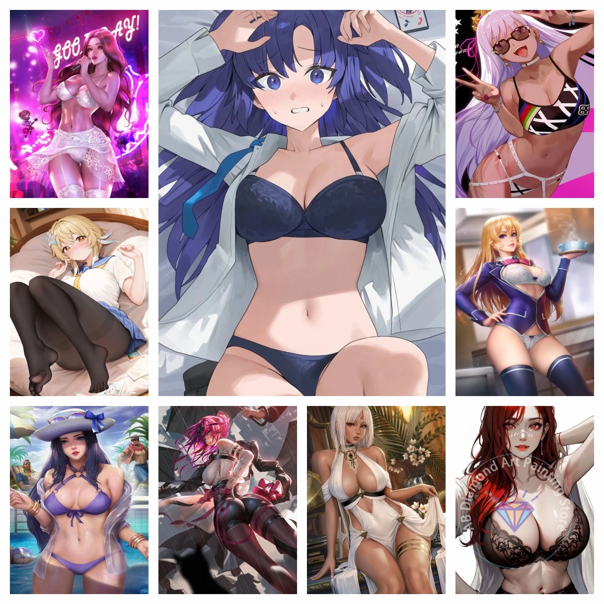Comic Character Sexy Art Painting Adult AB Diamond Kit 5D DIY Cross Stitch Handmade Gift Crafts Home Decor