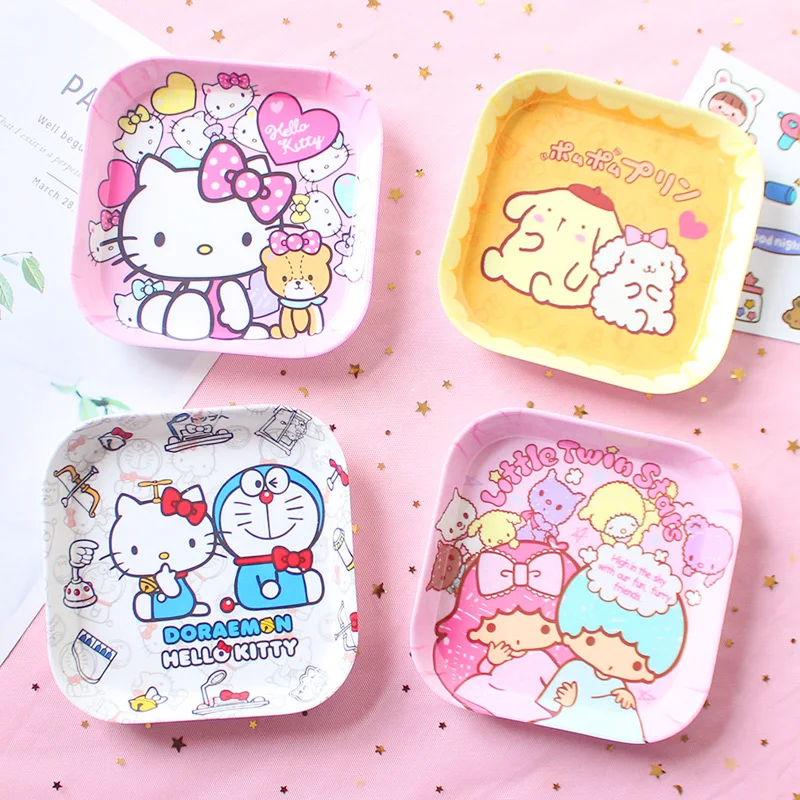 

Mymelody Plate Baby's Dinner Plate Hello Kittys Cute and Creative Cartoon Fruit Tray Tableware Dried Fruit Snack Candy Saucer