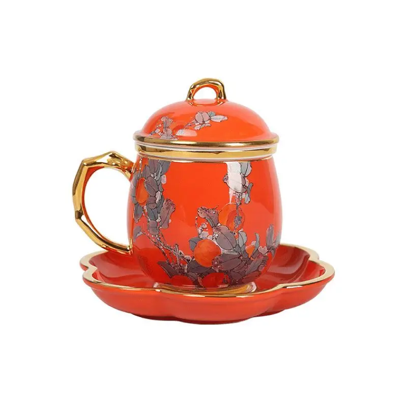 

Goes Everything Well with Lid Ceramic Cup Tea Water Separation Cultural Creative Birthday Gift