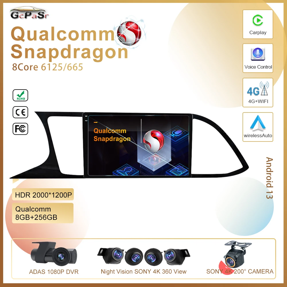

Автомагнитола Qualcomm для Seat Leon 3 2012-2020, мультимедийный видеоплеер, HDR, QLED-навигация, стерео, GPS, Android 13, 2din, без dvd