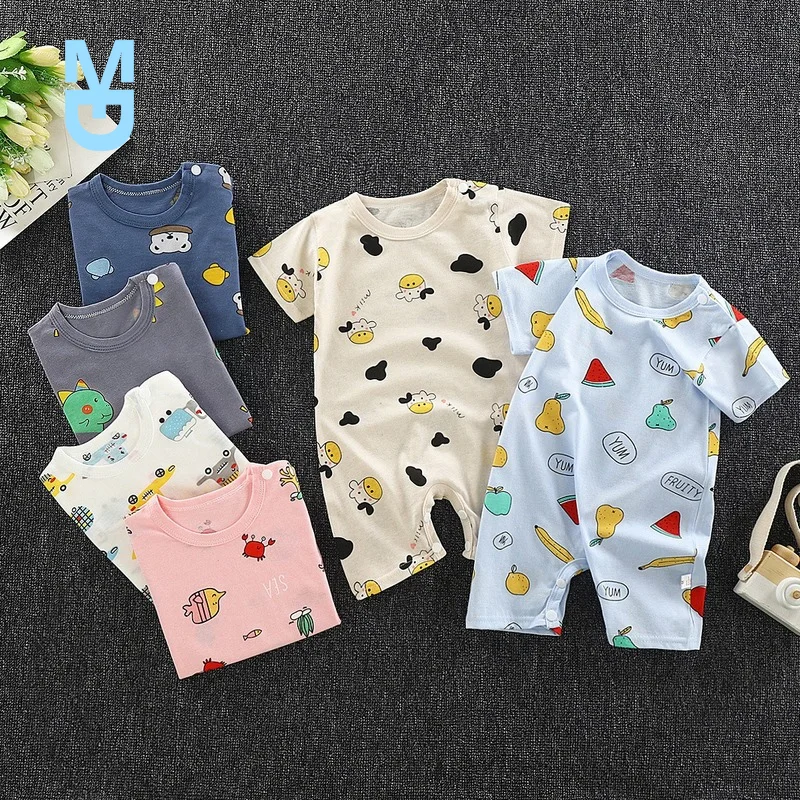 

New Summer Breathable Jumpsuit Baby Girl Romper Born Romper Children Outfits Clothes Short Sleeve Pajamas Infant Sleep Bottoms