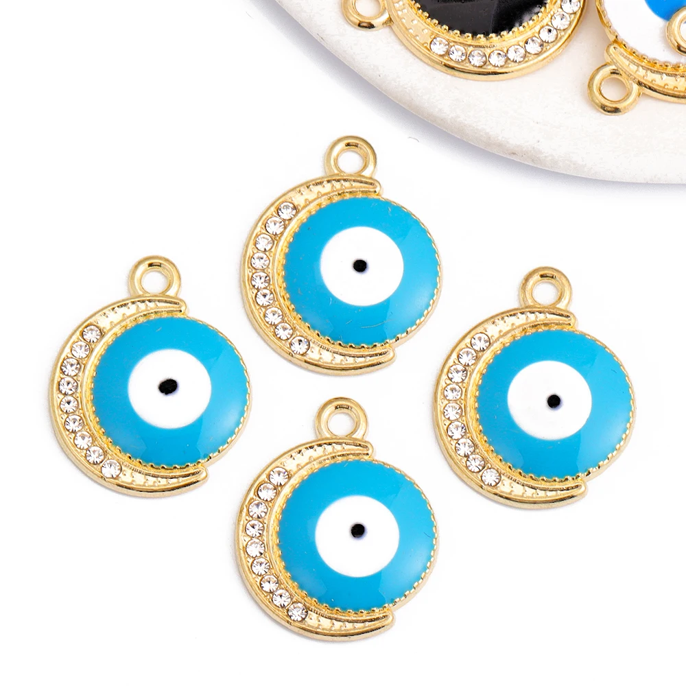 10 шт. ручной работы цветная Эмаль Турецкий греческий сглаза Луна Шарм Сплав кулон