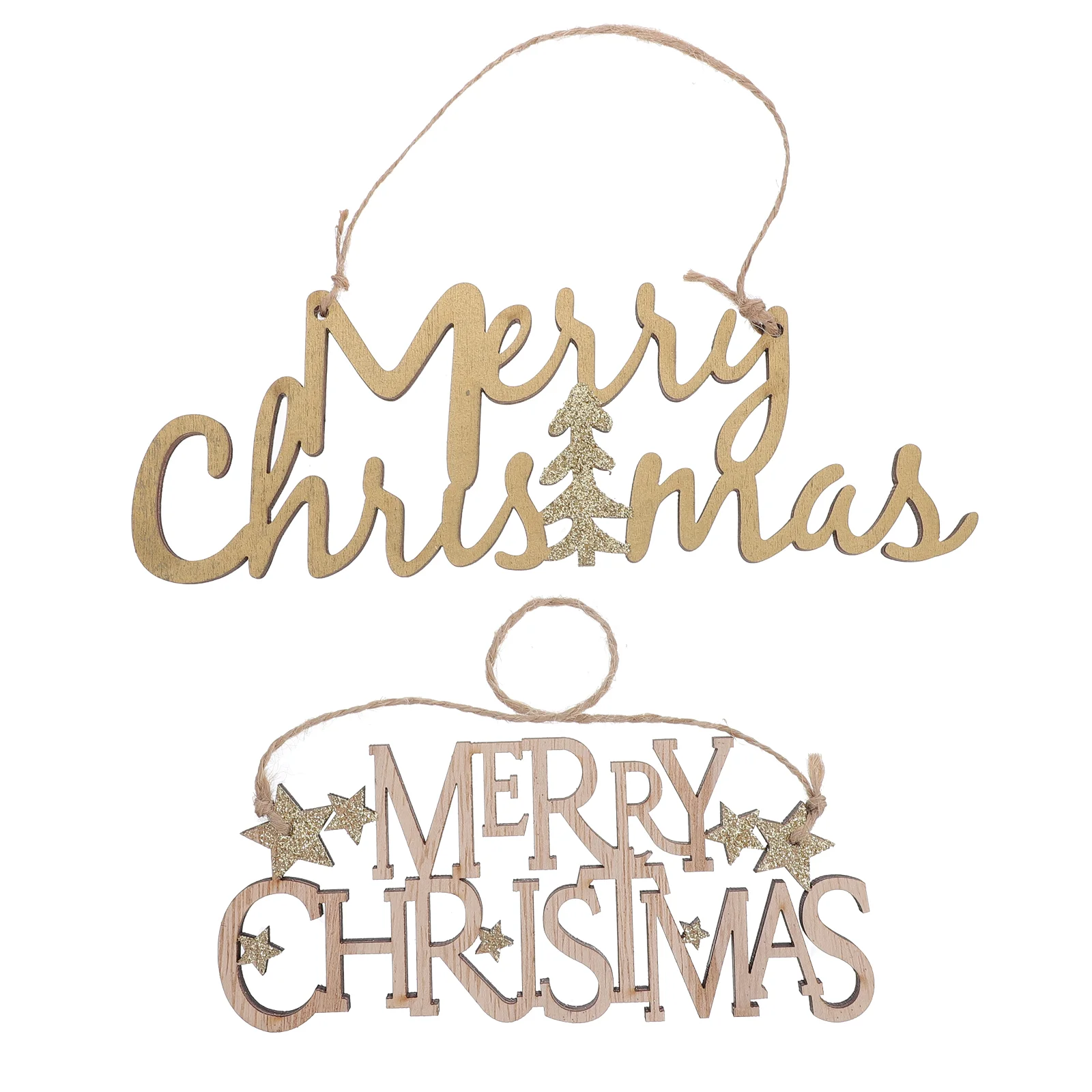 2pcs Merry Christmas Sign Hanging Plaque Merry Christmas Hanging Sign Outdoor Christmas Ornaments Christmas Hanging Sign