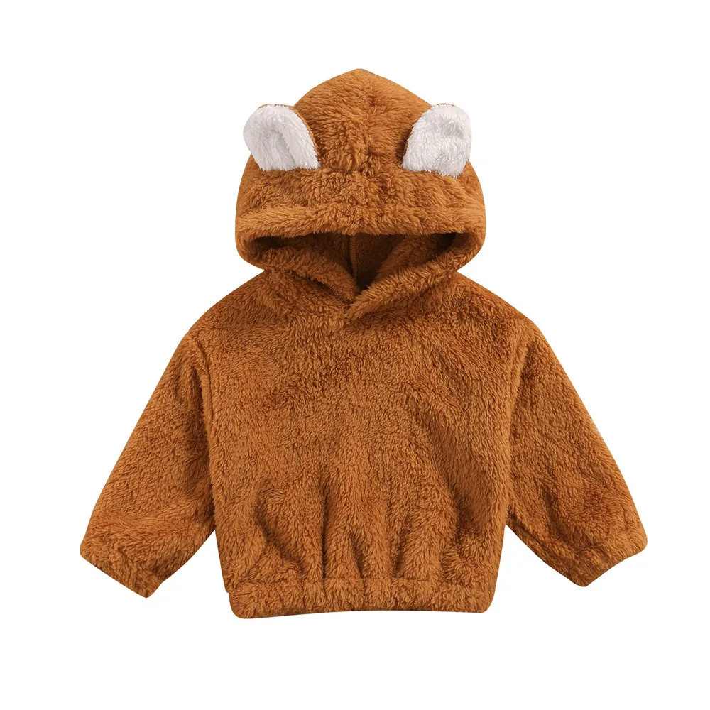 

Baby Boy Cute Hooded Sweatshirt Spring Fall Warm Fleece Plush Hoodies 2-7Y Toddler Kids Children Casual Tops Outfits 2022 New