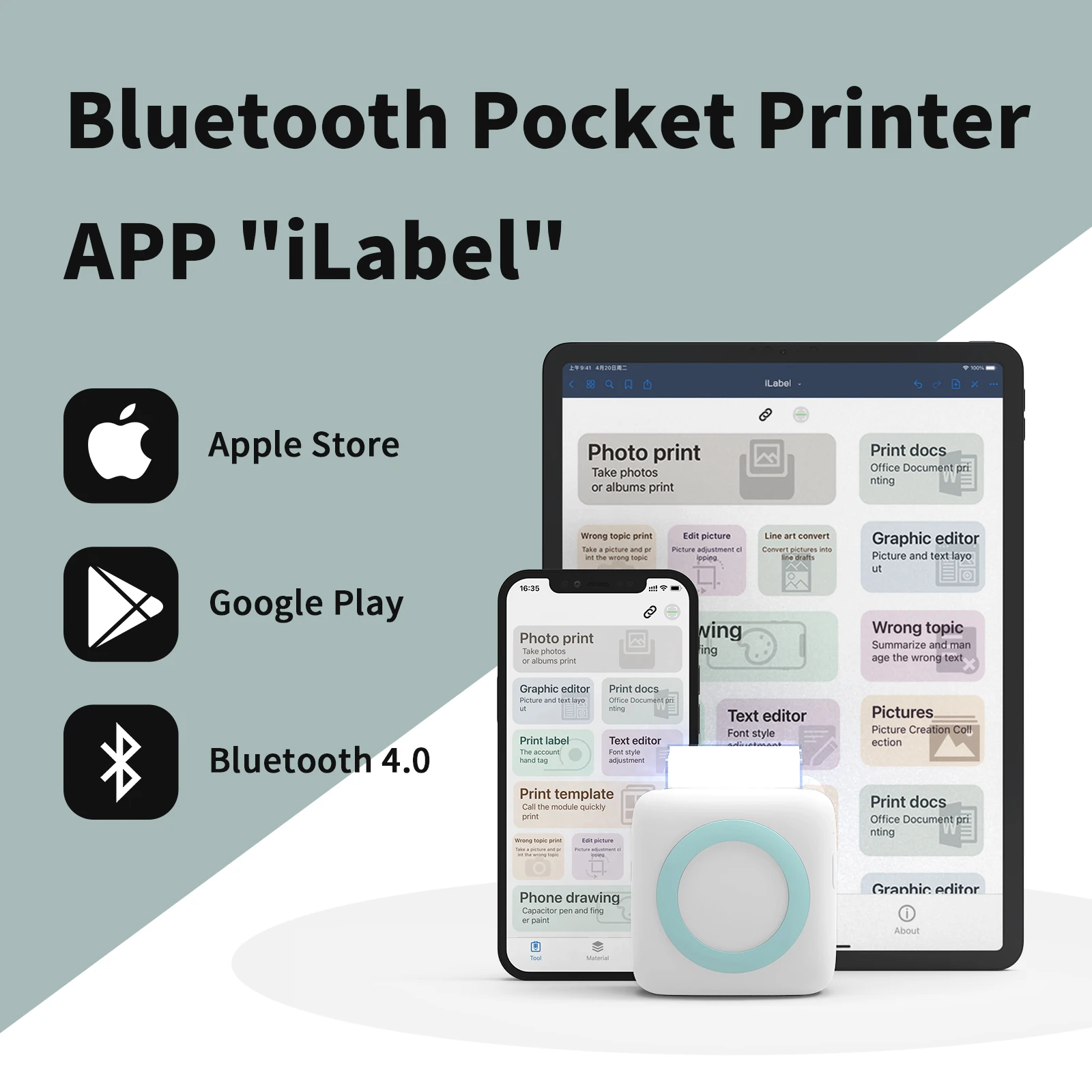 Mini Printer Thermal DIY Photo Portable Picture Label Pocket Phone Wireless Bluetoo Receipt Sticker Gift | Компьютеры и офис