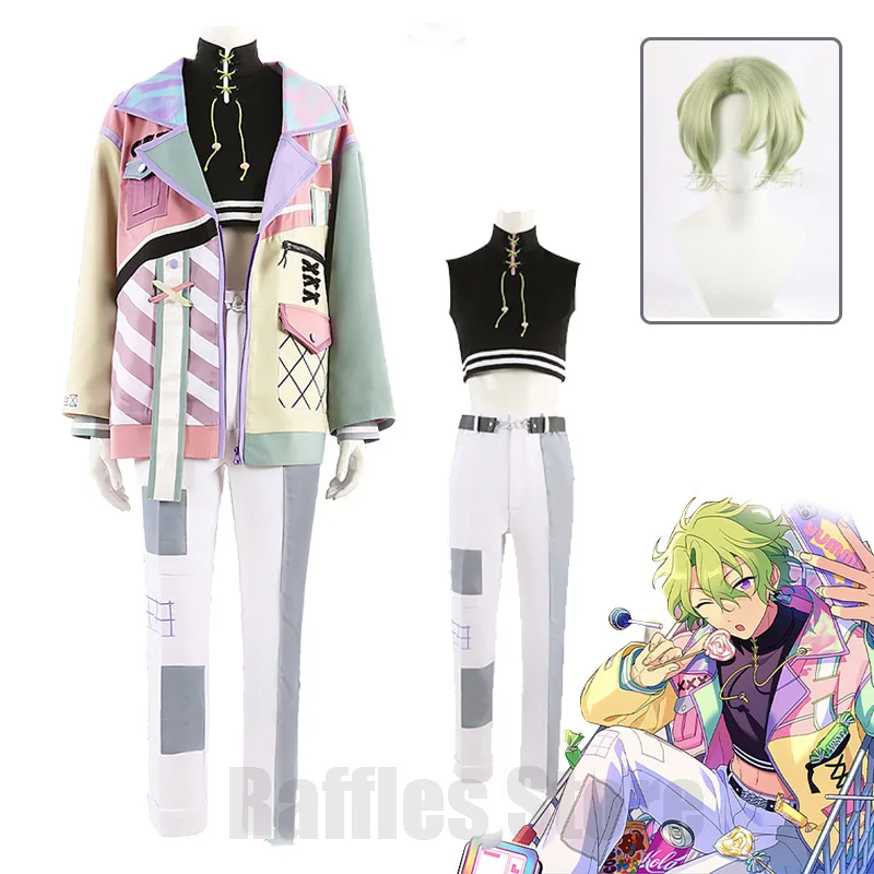 

Anime Game Ensemble Stars Unisex Hiyori Tomoe Hiyori Cosplay Costume Wig Coat Green Hair Stage Daily Suit Whimsical City Rider