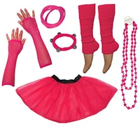 earring tutu skirt gloves beads headband fancy dress neon 80s hen party costumes set