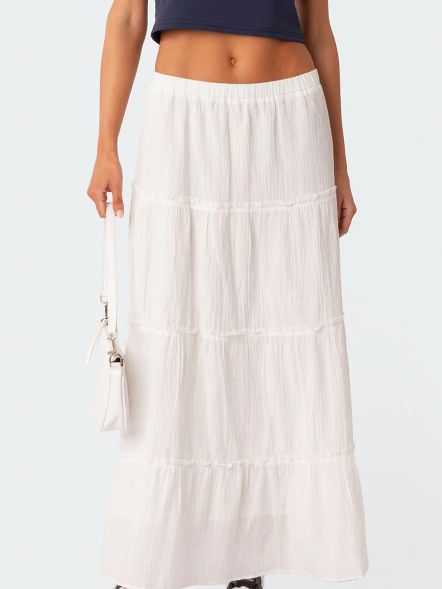 Юбка женская трапециевидная с эластичной завышенной талией в стиле бохо