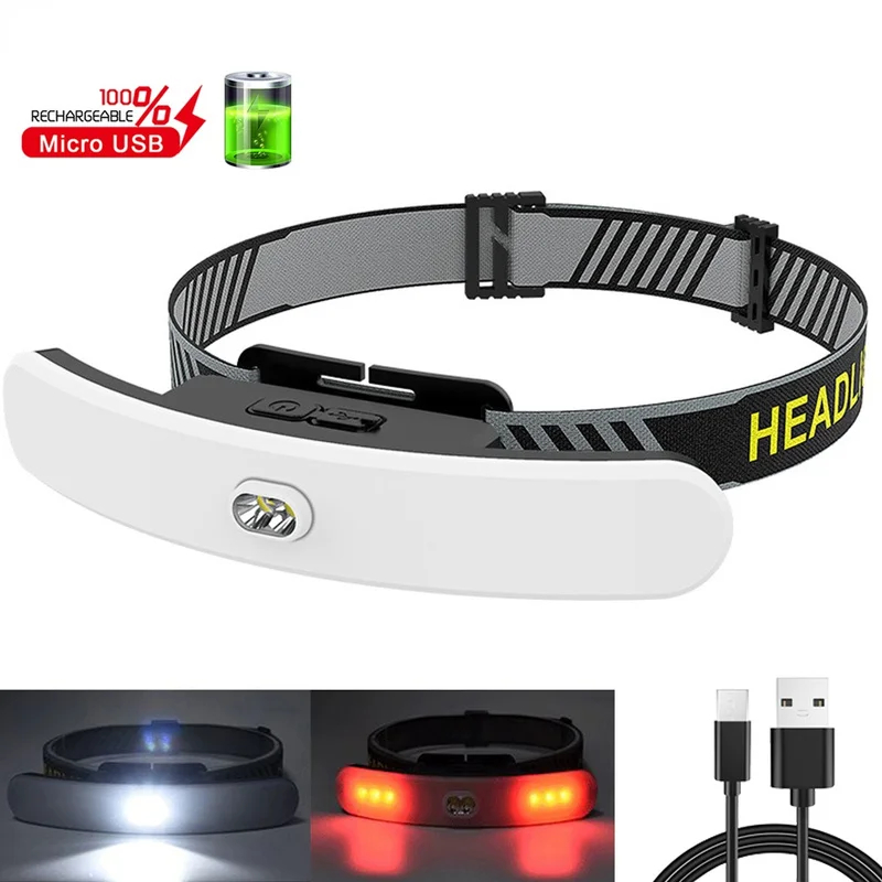 

42LED прожектор фара USB перезаряжаемая головная лампа Рабочее освещение регулируемый лагерь строка с красной планкой