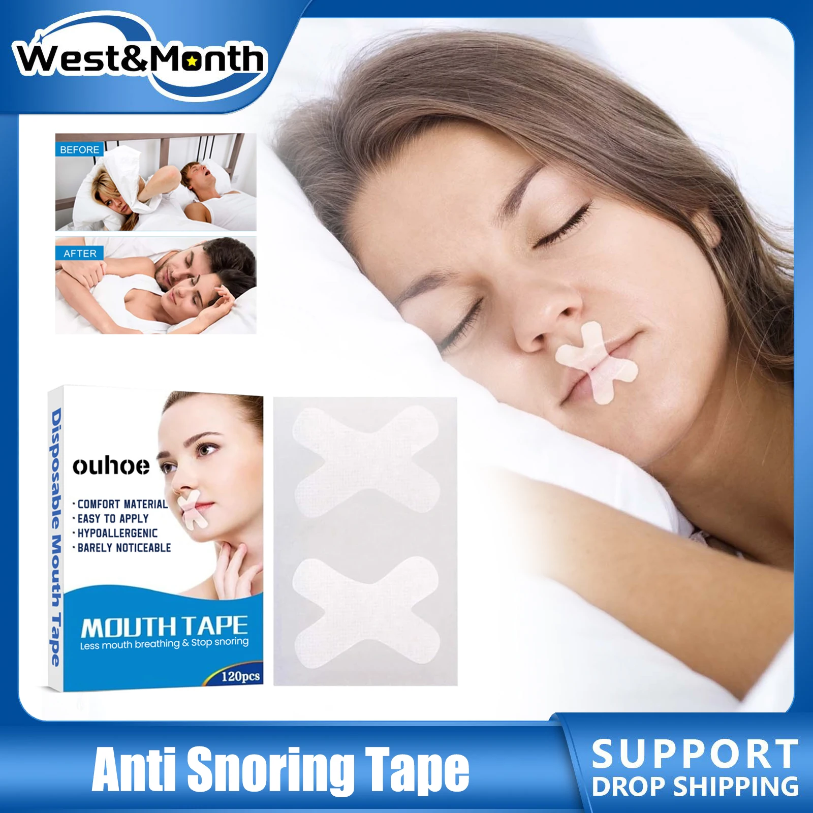 

Anti Snoring Patch Improve Sleep Quality Adhesive Mouth Tape for Better Nose Breathing Health Care Products Reduce Snore Sticker