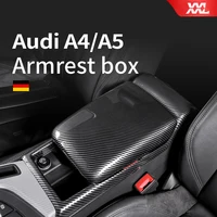 Logo Customized Leather Alcantara Armrest Box Cover for Audi A4 B9 2017-2019 2020 2021 Car Interior Accessories