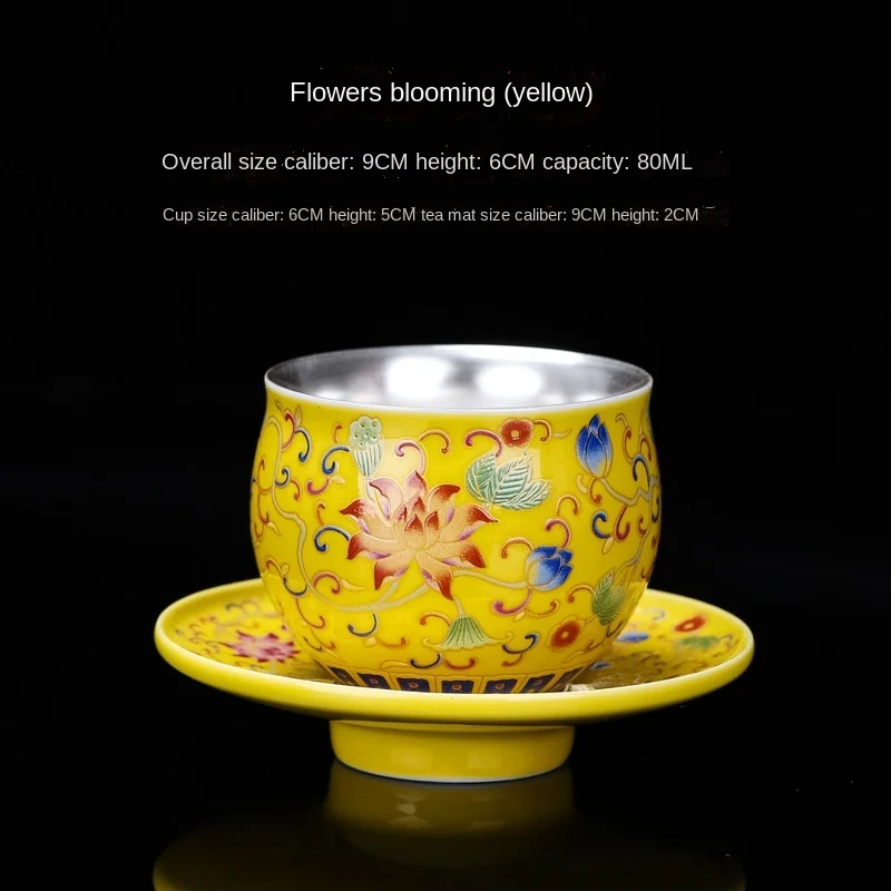 

Sterling Silver Tea Cups Enamel Silver Tea Set Grilled Flower Tea Cup Mug With Saucer Original Mugs