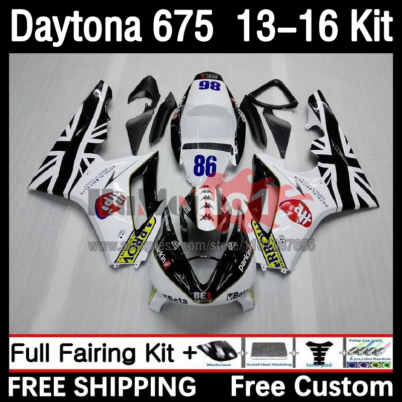 

Обтекатель OEM для Daytona 675 13 14 15 16 кузов 47No. 21daytona675 Daytona 675 2013 2014 2015 2016 полный боди комплект черный белый