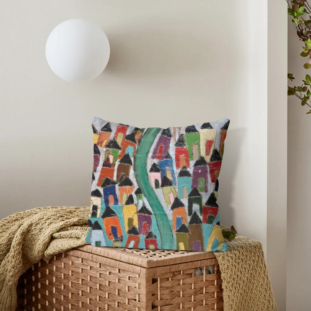 Наволочка для подушки с изображением деревни пятиконечной тержи 45x45 см домашний