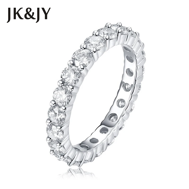 

JK&JY 100% 925 Sterling Silver D 3MM Moissanite Women's Eternal Wedding Ring Fine Jewelry Anniversary Gift Wholesale