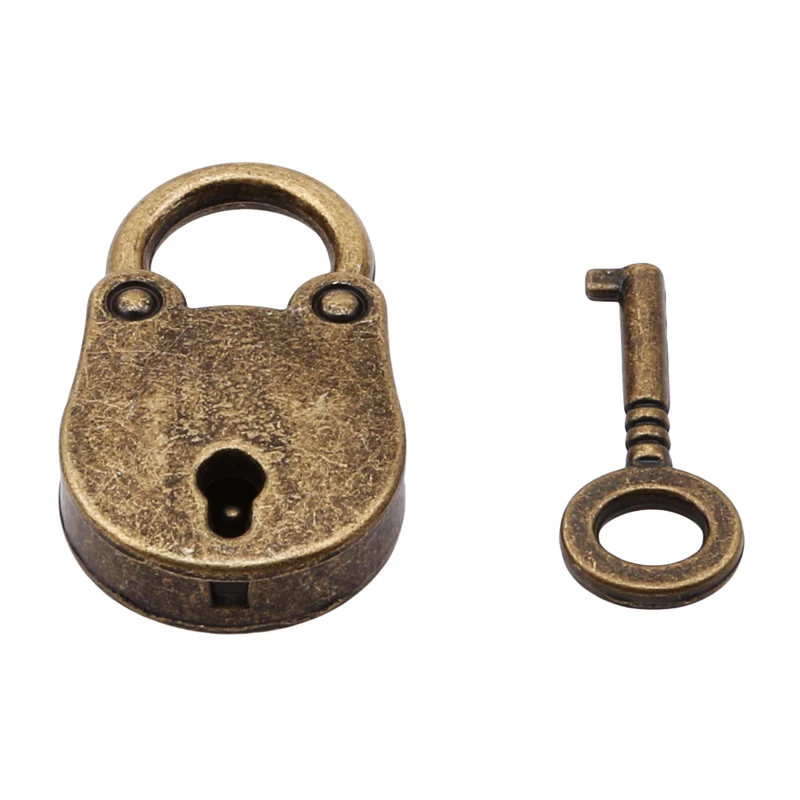 

Locks Metal Old Vintage Mini Padlock Small Luggage Box Key Lock Bronze Color Household Hardware Supplies