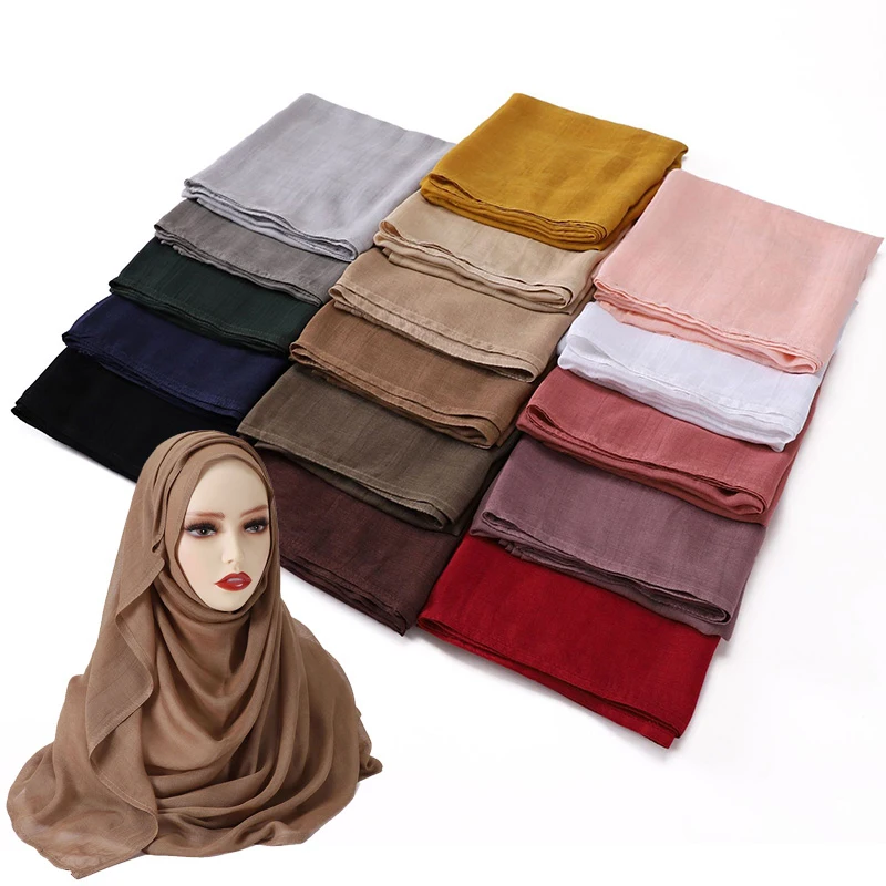 

Women Scarf Muslim Islamic Turban Headband Wide-brimmed Thin Breathable Scarves Cotton Rayon Hijabs Scarf Solid Color Headscarf