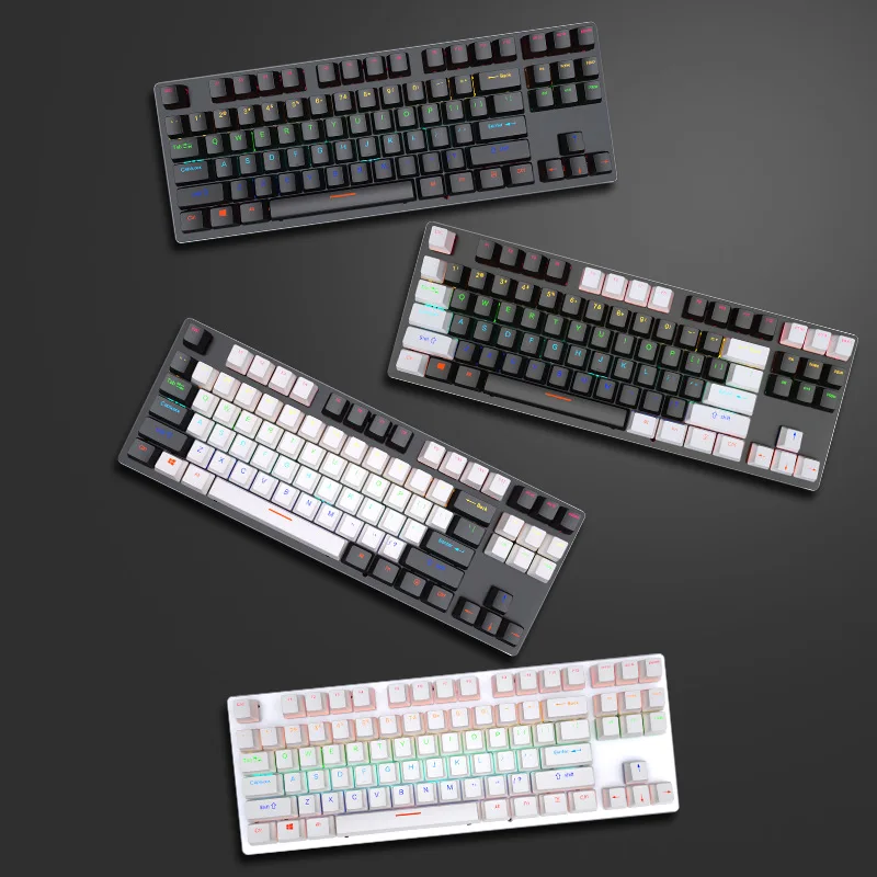 mechanical Gaming keyboard punk 87 Keys green Switch Wired Keyboard RGB Backlit Computer Peripherals for Desktop |