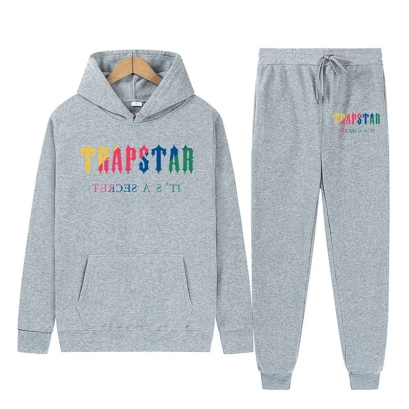 2023 New  Bran Tracksuit Men's Hoodie Sports Sets Fashion Rainbow Plush Embroidery Fleece Sweatshirt Sweatpants