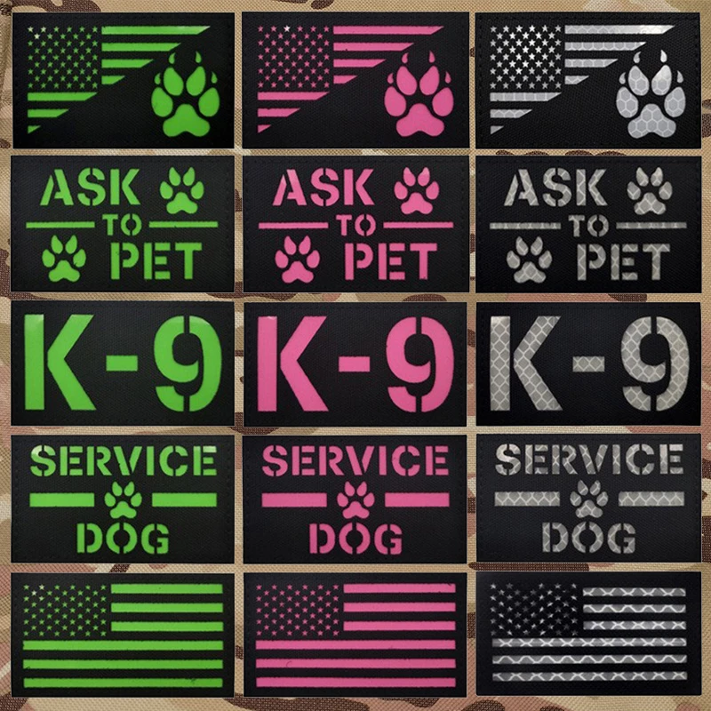 Светящиеся В Темноте Нашивки Для Домашних Животных ASK TO PET Service Dog K9 Тактические С