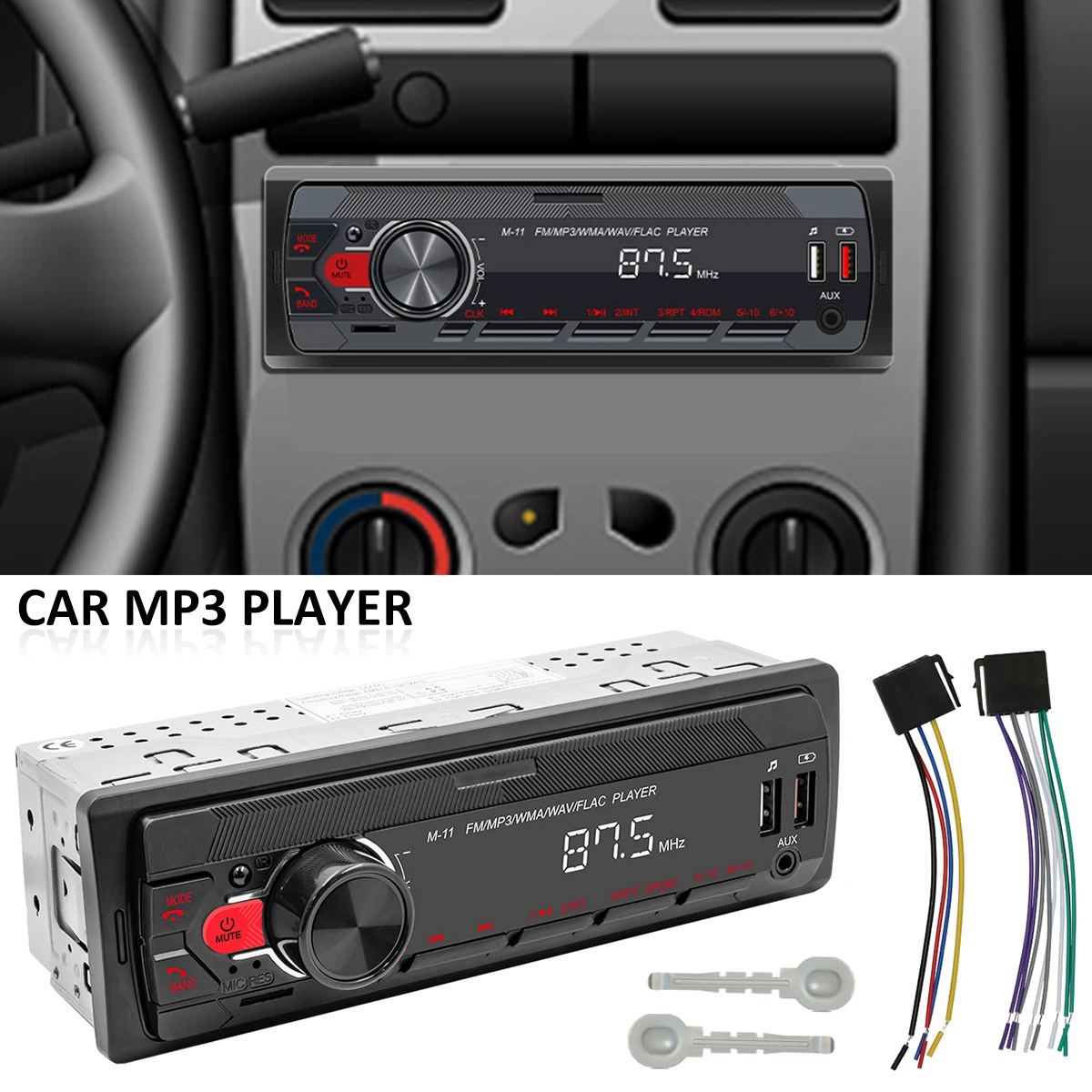 

New In-Dash Car Multimedia Player Single Din Car Stereo Audio Player with 7 Color Light Bluetooth5.0 Car MP3 Player FM Radio
