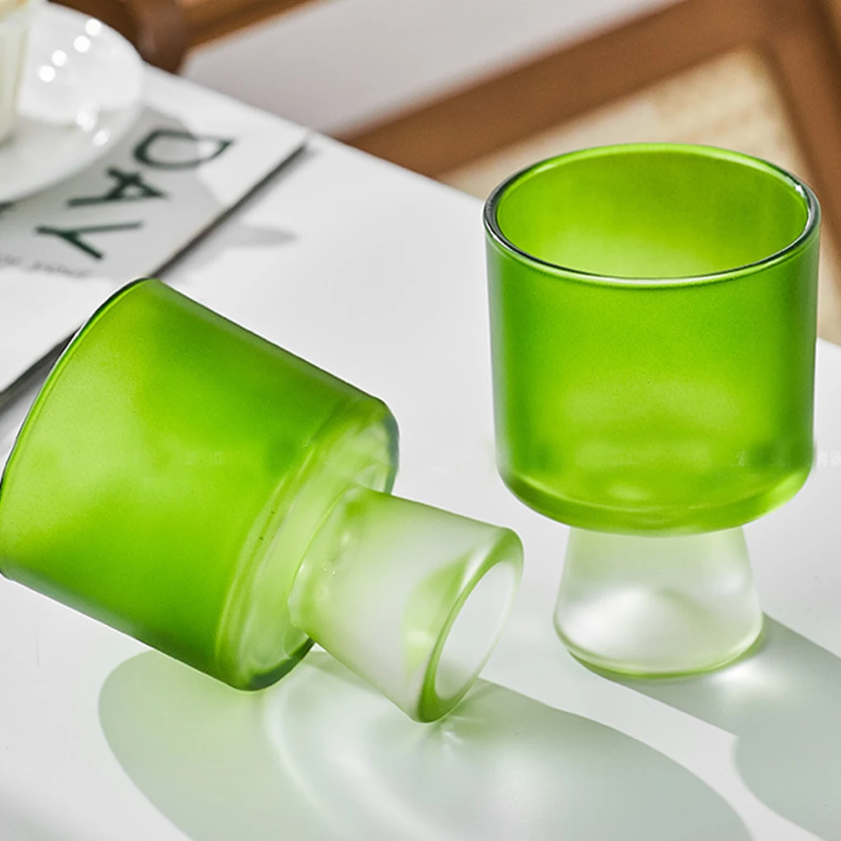 (Логотип может быть выгравирован) Хрустальный бокал 220 мл зеленый матовый для