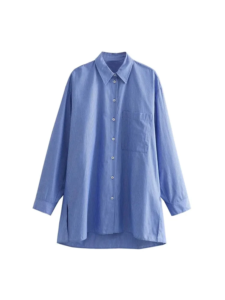 Винтажные синие модные топы Nlzgmsj шикарные женские свободные осенние однобортные