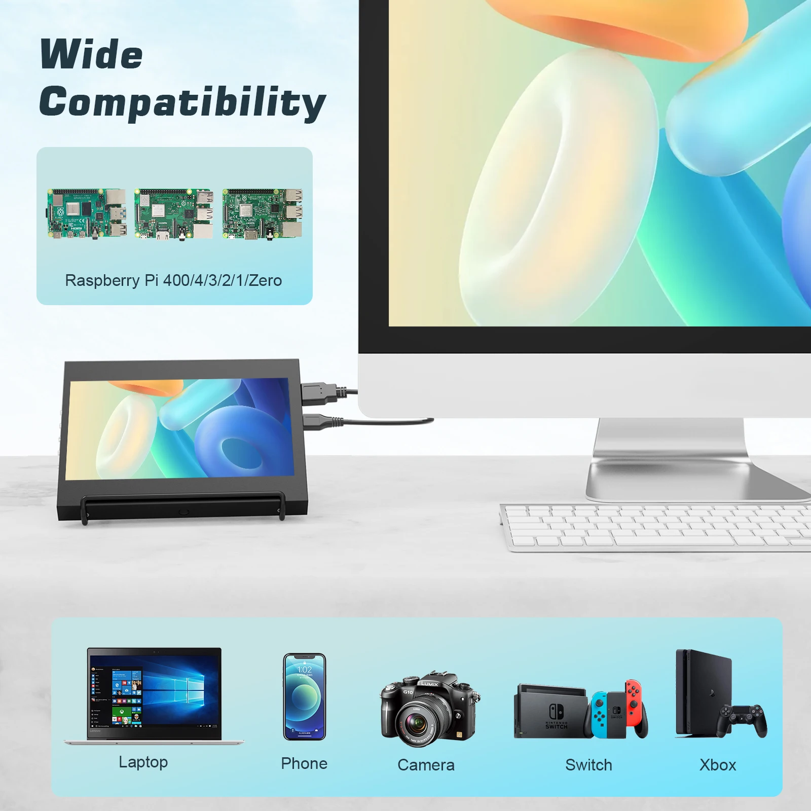 Модернизированный 7-дюймовый монитор Raspberry Pi с подставкой 1024x60 0 IPS емкостный