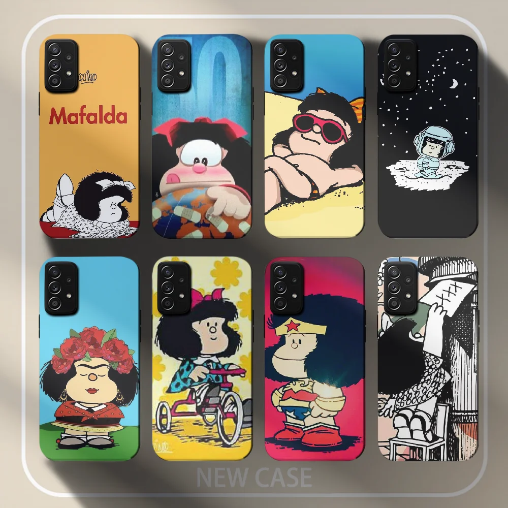 

Mafalda Cartoon Phone Case For Samsung Galaxy A 12 13 14 32 33 34 51 52 53 54 71 S 20 21 FE 22 23 Ultra Plus Cover