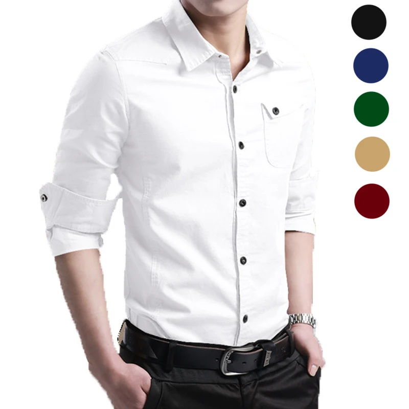

Men's Slim Fit Cotton Shirt Tooling Breathable Military Uniform Shirt Non-iron Long Sleeves Spring Fall Leisure Outdoor Clothing