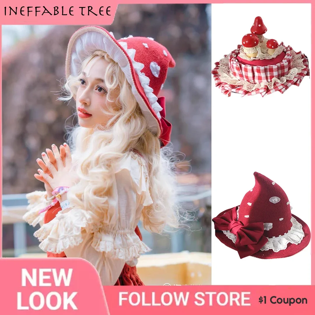 Кружевные остроконечные шляпы ведьмы ручной работы шляпа-гриб Лолита аксессуары