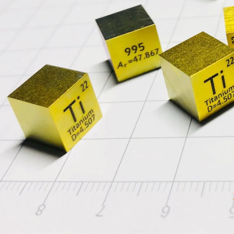 Титановый куб золотого цвета 10 мм Металл Ti 99.5% TA1 анодирование для коллекции