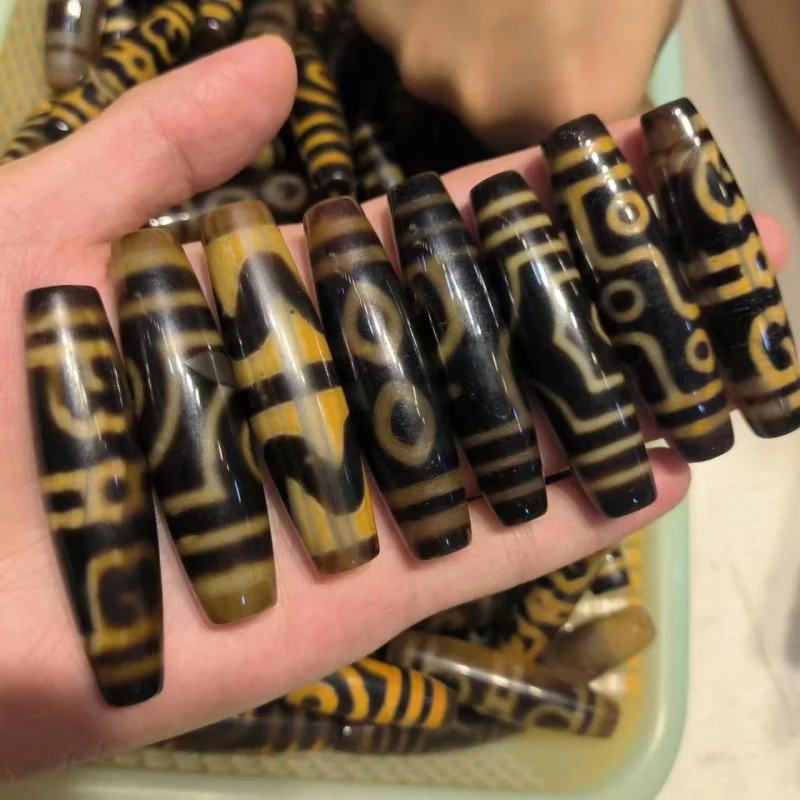 

100pcs/lot natural multi-pattern old agate ji wholesale Black gold Smooth Accessories jewelry Rare varieties amulets archaic diy