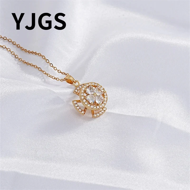 YJGS 1 изысканный и модный медный набор с Цирконом ожерелье маленьким цветком