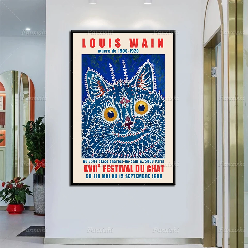 

Cat Poster Cat Prints Exhibition Cat Festival Print 1980 Louis Wain Prints Wall Art For Living Room Wall Painting Decor Pictures